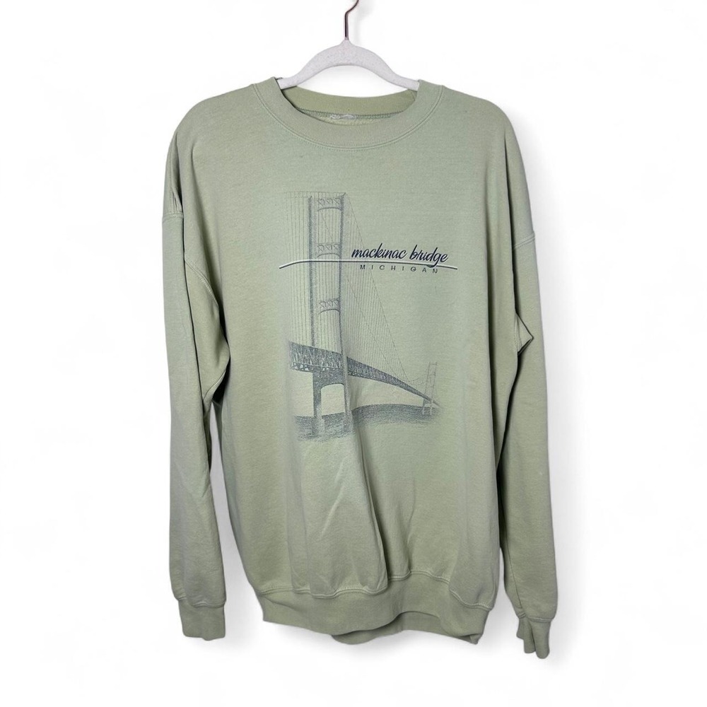 Mackinac Bridge Michigan Sweatshirt Crewneck Pullover with Mackinac Bridge  XL